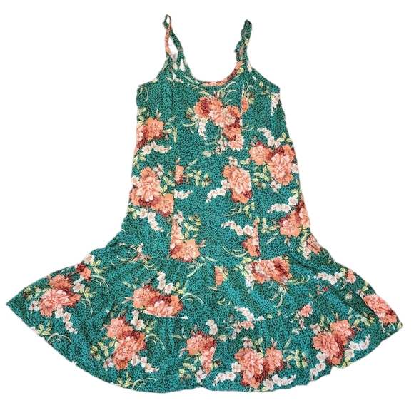 Torrid trapeze midi dress challis green floral - Picture 4 of 15